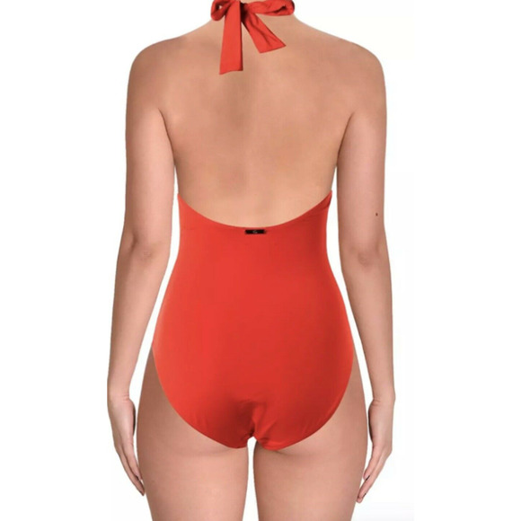 RALPH LAUREN Halter Bleach Club Ruffle Halter One-Piece Swimsuit Red 6 NWT - Picture 5 of 6